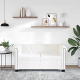 VidaXL Canapea Chesterfield cu 2 locuri, piele artificială, alb