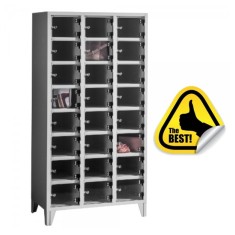 DULAP VESTIAR METALIC CU PICIOARE SI 24 COMPARTIMENTE USI PLEXI, 900x500x1800 mm (LxlxH), FIRST