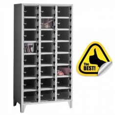 DULAP VESTIAR METALIC CU PICIOARE SI 24 COMPARTIMENTE USI PLEXI, 900x500x1800 mm (LxlxH), FIRST