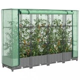 Cumpara ieftin Strat &icirc;nălțat cu husă de seră, aspect ratan, 160x40x123 cm