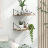Raft suspendat decorativ din MDF cu suport metalic, 40x15x20cm, set de 2 bucati, culoare naturala, CMCLASS