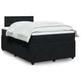 Cumpara ieftin Pat box spring cu saltea, negru, 120x190 cm, catifea