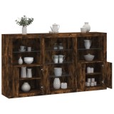 vidaXL Servantă cu lumini LED, stejar fumuriu, 181,5x37x100 cm
