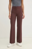 Sisley pantaloni femei, culoarea maro, drept, high waist, 4KVXLF02I