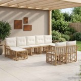 Cumpara ieftin Set de canapele de exterior 9 buc. Alb Natural si Crem