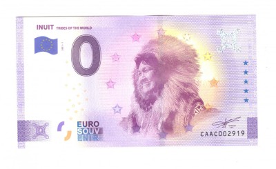 Bancnota souvenir Canada 0 euro Inuit Tribes of the world 2021-1, UNC foto