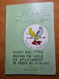 scurt indreptar privind pasarile de apartament si pestii de acvariu - anul 1981