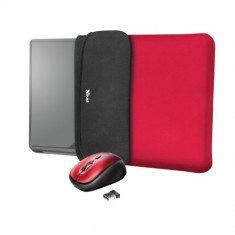 Kit Trust Husa Yvo Reversible 15.6 inch + Mouse USB Wireless Red foto