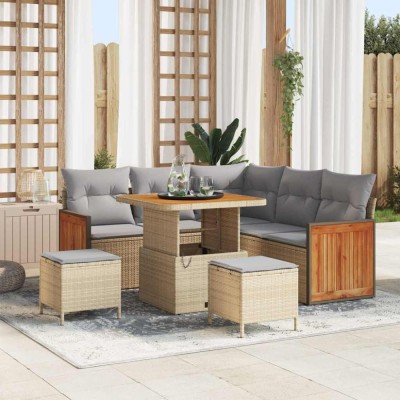 vidaXL Set de canapele pentru grădină 8 pcs bej și gri deschis 3363302 foto