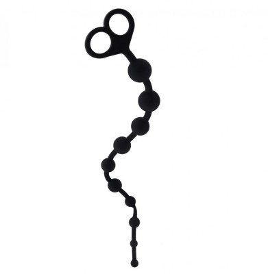 Bile Anale Long Anal Beads, Silicon, Negru, Mokko Toys, Simply Fun foto