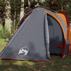 vidaXL Cort camping 2 persoane gri/portocaliu 320x140x120cm tafta 185T