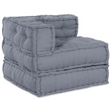 VidaXL Canapea Modulară cu 3 Locuri, Pouffe Convertible, Țesătură Gri