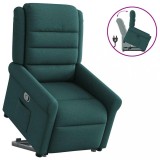 Cumpara ieftin Fotoliu rabatabil ridicare pe verticală, verde &icirc;nchis, textil
