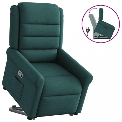vidaXL Fotoliu rabatabil ridicare pe verticală, verde &amp;icirc;nchis, textil 3303320 foto