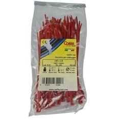 Set 100 buc colier cablu 140x3.6mm din plastic rosu Cobra 9133