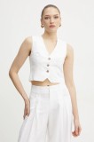 Ermanno Scervino vestă cu amestec de in culoarea alb, un singur rand de nasturi, 56TN002ES1