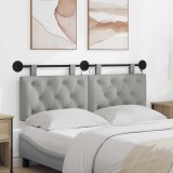 vidaXL Tăblie de pat suspendată Cu lumină LED Gri nori Țesătură 3424624