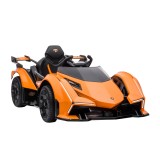 HOMCOM Mașinuță Electrică pentru Copii, Automobil cu Telecomandă, Faruri LED și Muzică, Varsta 3+ Ani, 117x66x50 cm, Portocaliu | Aosom Romania