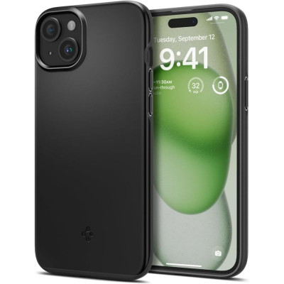 Husa Spigen Thin Fit pentru Apple iPhone 15 Plus Negru foto