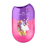 Ascuțitoare plastic dublă cu container Faber-Castell Unicorni