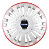 Set 4 Capace Roti, potrivite jantelor de R16, pentru Volvo, model falcon argintiu cu rama rosie