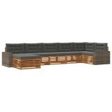 vidaXL Set de canapele de exterior cu pernă 7 pcs Natural și Antracit 3383640