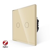 Cumpara ieftin Intrerupator dublu touch din sticla Luxion ZigBee, auriu