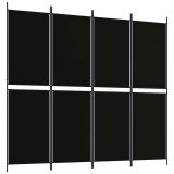 Cumpara ieftin Paravan de camera cu 4 panouri, negru, 200 x 180 cm, textil
