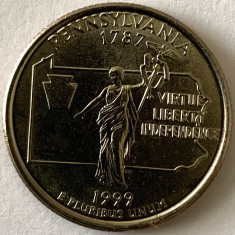 AMERICA QUARTER 1/4 DOLLAR 1999 LITERA P.(„VIRTUTE LIBERTY INDEPENDENCE”),BU