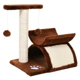 Ansamblu de joaca pentru pisici, cu platforma, culcus si ciucuri, maro si bej, 40x30x43 cm GartenVIP DiyLine, ART