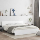 Cumpara ieftin Cadru de Pat cu Tablie Alb 193 x 203 cm Lemn prelucrat