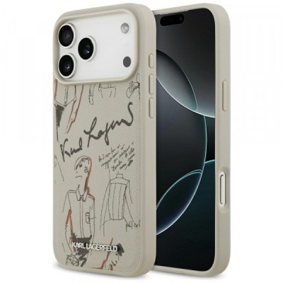 Husa pentru Apple iPhone 17 Pro Max, Karl Lagerfeld, Grained Pattern Logo, Gri foto