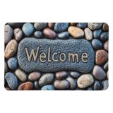 Covoras de intrare cu model de pietre si mesaj Welcome, 60x40 cm, CMCLASS