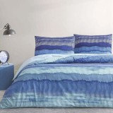 Cumpara ieftin Lenjerie cu elastic Wave Albastru, 160x200 (Bumbac 100%)