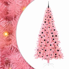 vidaXL Brad de Crăciun cu 300 LED cu suport Roz 240 cm PVC 3396448