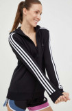 Adidas bluza femei, culoarea negru, cu glugă, cu imprimeu