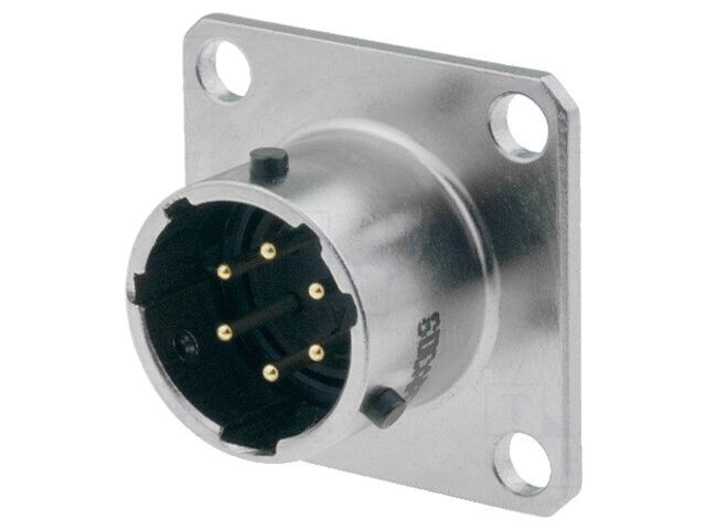 Conector circular cu flanșă, 6 pini