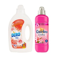 Pachet Detergent lichid Dero 2in1 trandafir de gradina si flori de cires 1L, 20... foto