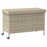 Gossi cutie de depozitare de gradina cu roti gri deschis poly ratan