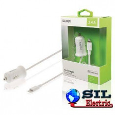 Incarcator auto 2.4 A Apple Lightning alb, Sweex foto