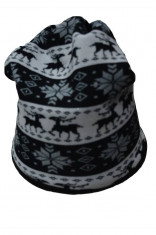 Caciula tinereasca din fibre, cu model in stil nordic negru-alb foto