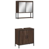 Cumpara ieftin Set mobilier de baie, 2 piese, stejar maro, lemn prelucrat
