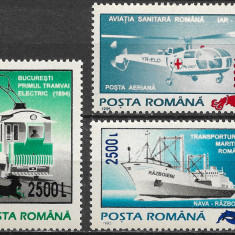 ROMÂNIA 2001 - LP 1555 - MIJLOACE DE TRANSPORT - SUPRATIPAR ZODIAC - SERIE MNH