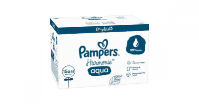 Pampers Aqua Plastic Free T&amp;ouml;rlőkendő 15x48db foto