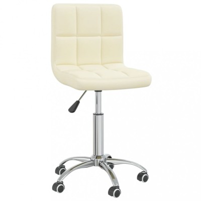 vidaXL Scaun de bucătărie pivotant, crem, material textil foto