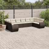 vidaXL Set canapele de grădină cu perne, 10 piese, maro, poliratan 3254210