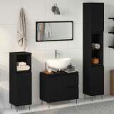 Set Mobilă Baie 3 Piese Stejar Negru Lemn Prelucrat
