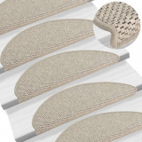 VidaXL Covorașe scări autoadezive 15 buc. gri taupe 65x21x4 cm sisal