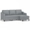 Canapea cu 3 locuri si taburet, gri deschis, 180 cm, textil