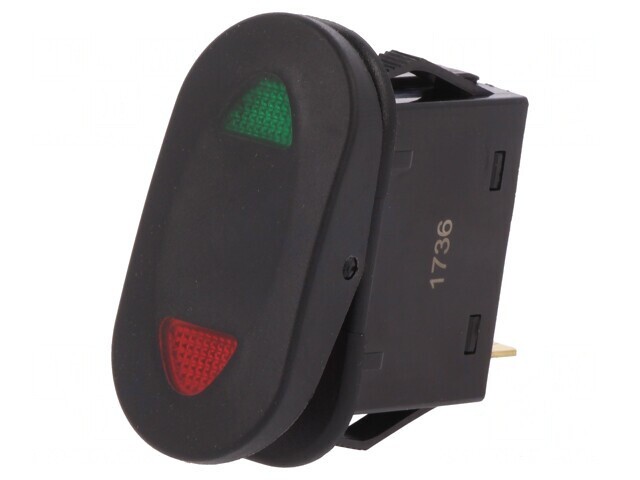 Comutator Basculant Negru LED ON-OFF-ON 21A/14VDC